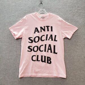 Anti Social Social Club Men Shirt Large Pink Logo‎ Short Sleeve Tee